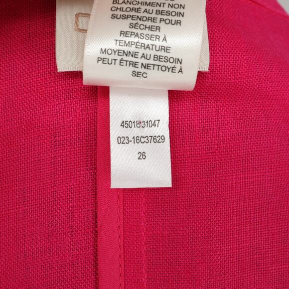 Chicos Jacket 0 Womens 4 Small Linen Pink Embroidered Cut Outs Open Lightweight - Picture 16 of 16